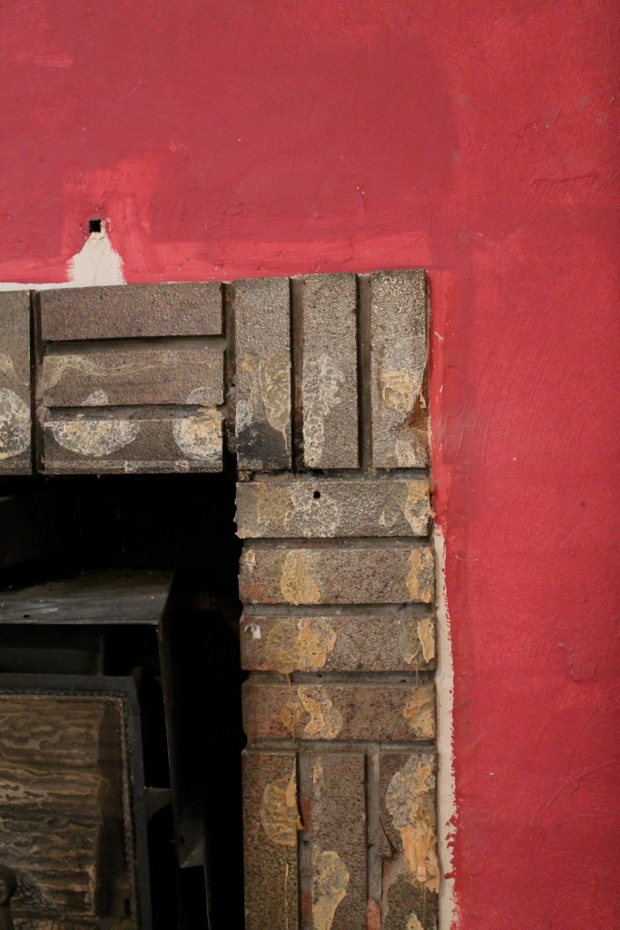 red fireplace close-up