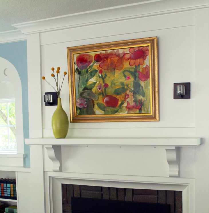 mixed-media over fireplace